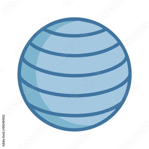 Blue exercise ball with horizontal lines against a black background fitness concept