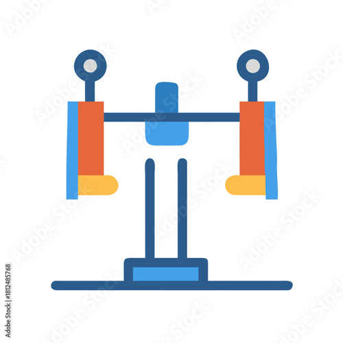 Abstract depiction of weightlifting machine on solid background, graphic style, conceptual training