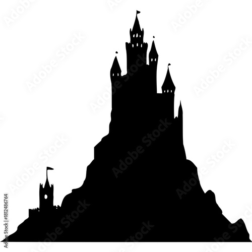 Download black silhouette of fantasy castle vector illustration design