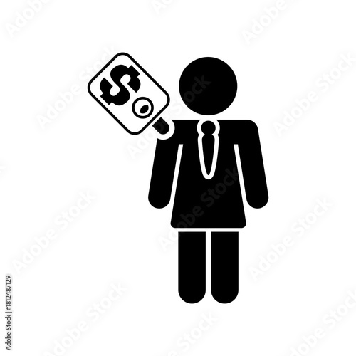 Fotografie Vector illustration of single isolated icon depicting a girl wit