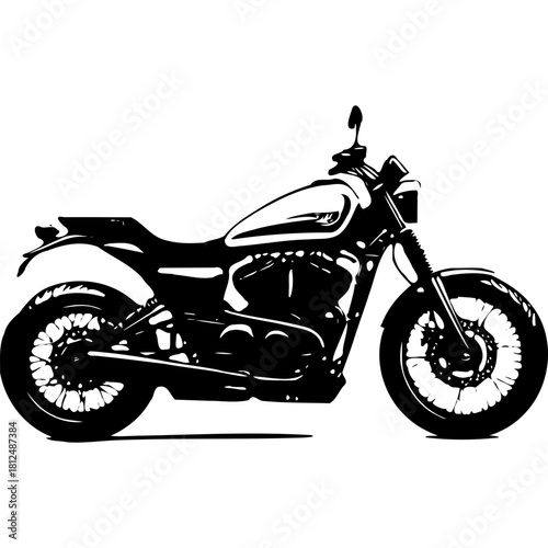 Explore the open road with this classic motorcycle vector illustration silhouette