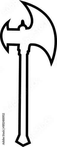 Axe Icon of Battle Axe, Hatchet, and War Tool Symbols, Black Line Vector Medieval Weapon, Lumberjack Tool, and Combat Armory Design for Graphic Use