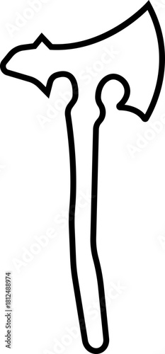 Axe Icon of Battle Axe, Hatchet, and War Tool Symbols, Black Line Vector Medieval Weapon, Lumberjack Tool, and Combat Armory Design for Graphic Use