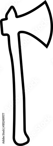 Axe Icon of Battle Axe, Hatchet, and War Tool Symbols, Black Line Vector Medieval Weapon, Lumberjack Tool, and Combat Armory Design for Graphic Use