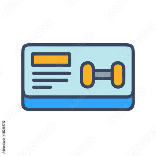 Gym membership card graphic featuring dumbbell icon on a light blue background