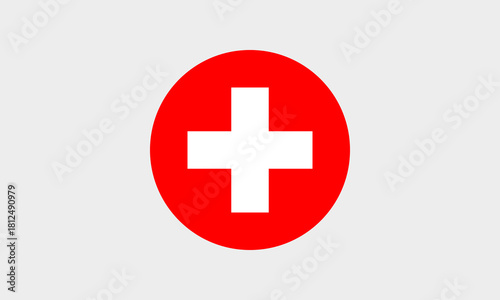 Flagge Schweiz – Professionelles rundes Icon / Kreisversion mit korrekter Farbdarstellung