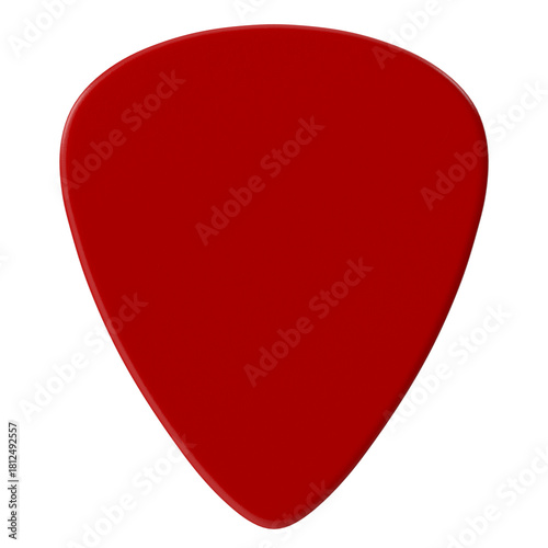 Cuadro en lienzo Close-up of a vibrant red guitar pick on a clean white background
