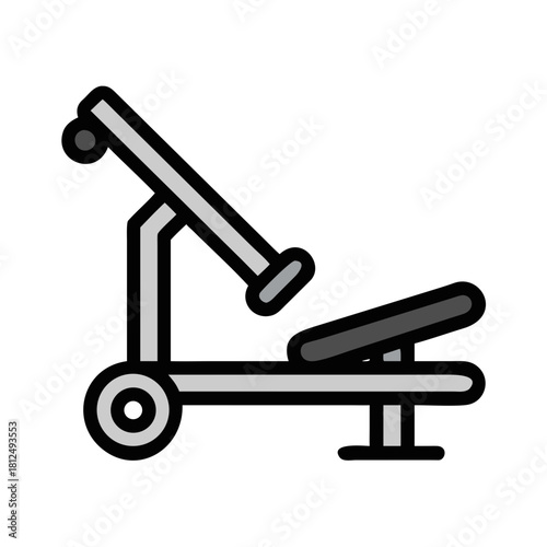 Minimalist Icon of Leg Press Machine on Black Background with Rounded Edges