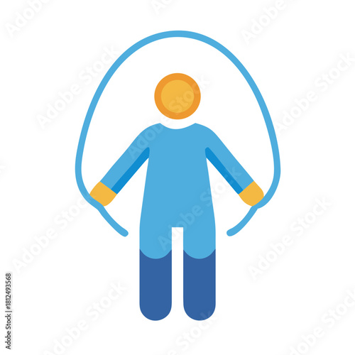 Flat vector graphic of a person jumping rope against a black backdrop