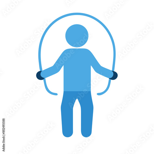 Flat vector illustration of a person jumping rope on black background