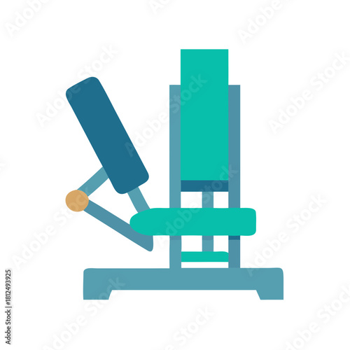 Flat vector graphic of a teal workout machine on a black background