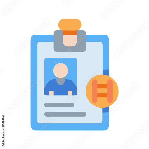 Gym membership identity badge with a person profile displayed on a clipboard