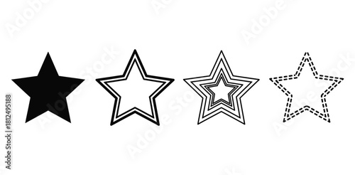 Four star icons illustrating evolution from solid to outline to dashed line .
