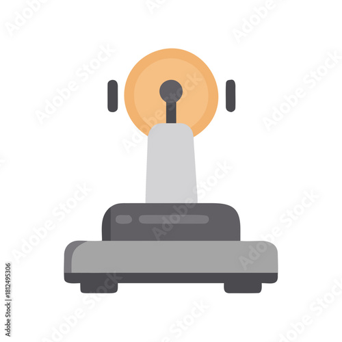 Abstract retro lever switch illustration in beige and gray on black background
