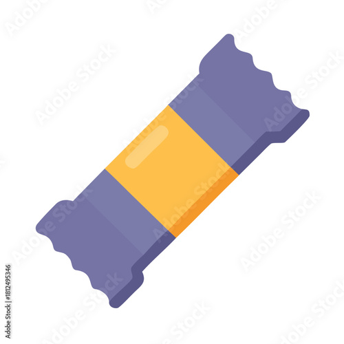 Flat Illustration of a Wrapped Snack Bar Against a Black Background