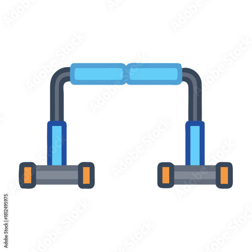 Graphic push-up bars for fitness training with blue padding and orange details