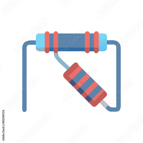 Electronic component resistor icon against a black background with graphic style