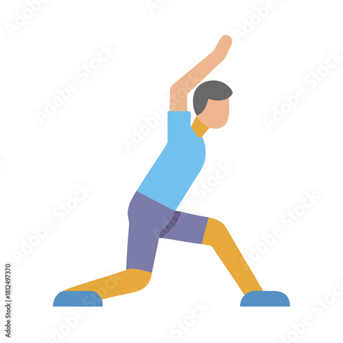 Stylized image of a person stretching in a lunge position for fitness