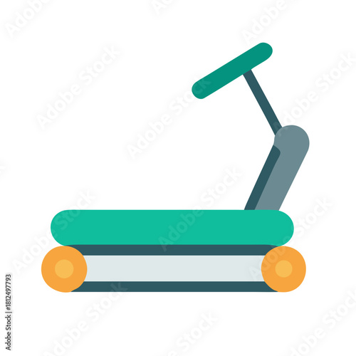 Minimalist Treadmill Illustration in Flat Style against a Black Background for Fitness Concepts