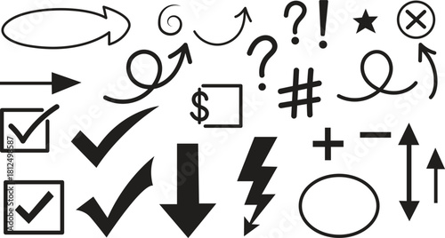 Hand drawn doodle elements collection on white background