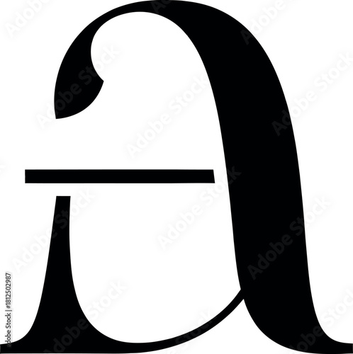 Stylized black uppercase letter a with elegant serifs and a bold, graphic design