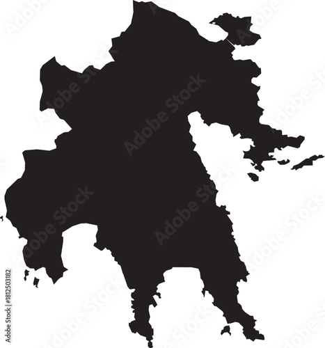 Map of the Peloponnese Region of Greece Isolated Silhouette Vector