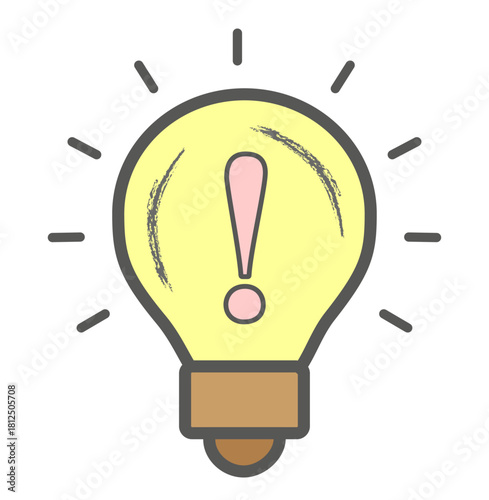 Glühbirne mit einem Ausrufezeichen, Vektorzeichnung