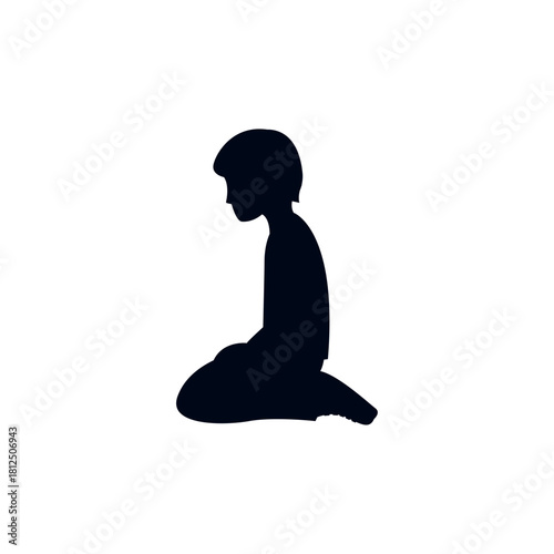 person kneeling on knees grey shirt non-binary emoji symbol sign icon vector illustration isolated flat