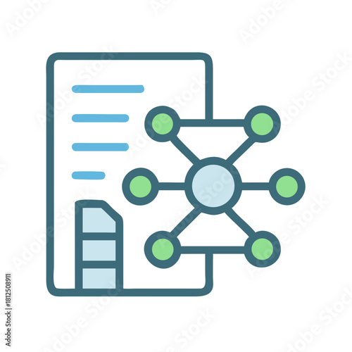 Data Management and Network Communication Represented Through Abstract Graphics With Document Icon