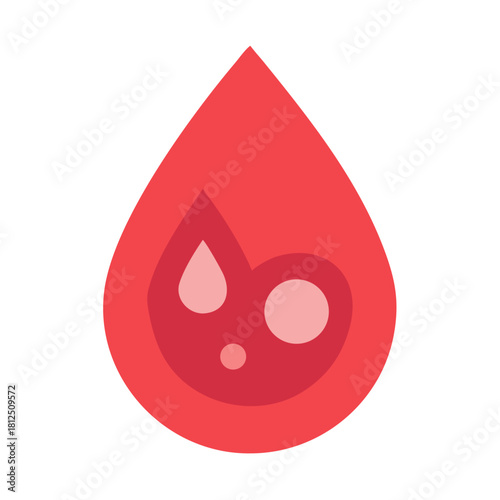 Simple Red Drop Icon Illustration on Black Background for Medical or Healthcare