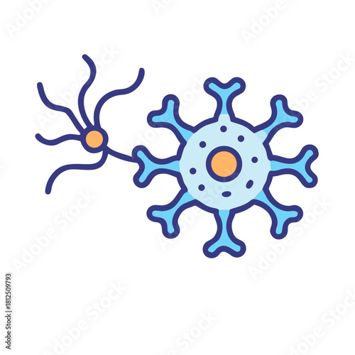Stylized illustration of nerve cells or neurons on a clean black background