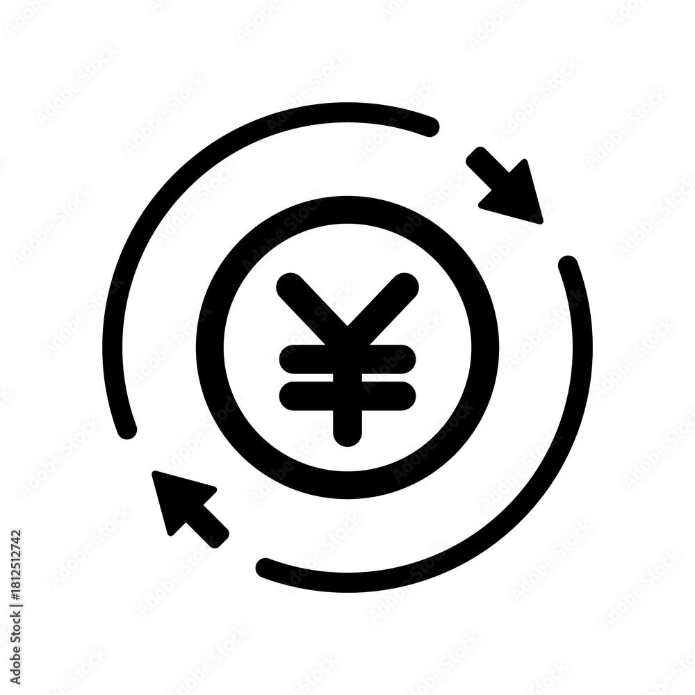 Fototapeta premium Money trade flat icon - Yen
