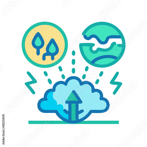 Climate Change and Rising Temperatures Causing Droughts and Earth Damage Illustration