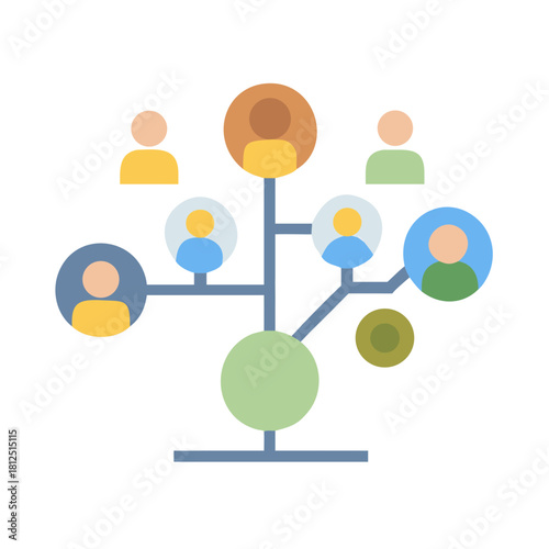 Simple family tree illustration demonstrating relationships and generational connection with a modern design