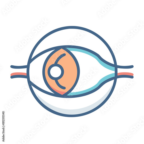 Anatomical eye structure representation in simplified flat design for medical or educational use