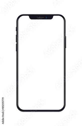 Modern Smartphone Mockup — Minimal Front View Phone Isolated on Transparent Background