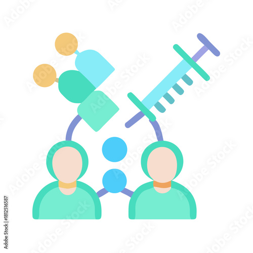Vaccination Network Illustration: Flat Design Medical Concept for Healthcare and Protection