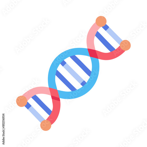 Stylized DNA Strand Illustration on Black Background in Flat Design