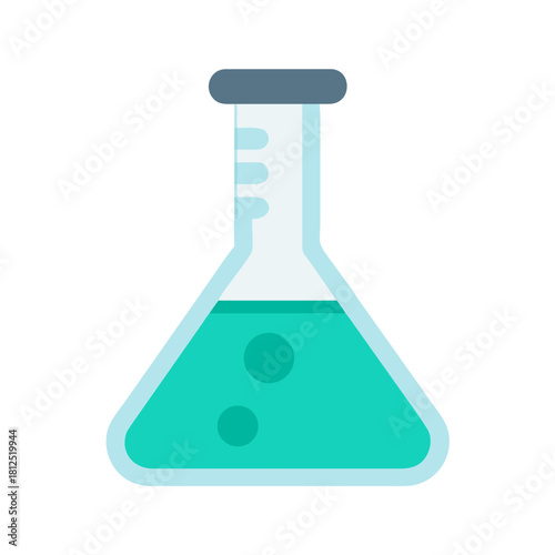 Laboratory Flask with Teal Liquid on Black Background for Scientific Applications