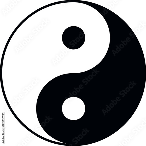Classic black and white yin yang symbol representing balance, harmony, and duality
