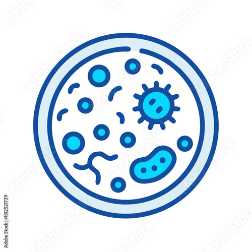 Petri dish with bacteria and virus, concept of laboratory research