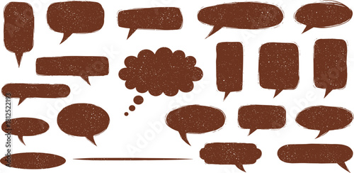 Set of Textured Speech Bubbles and Thought Clouds for Creative Communication and Expression