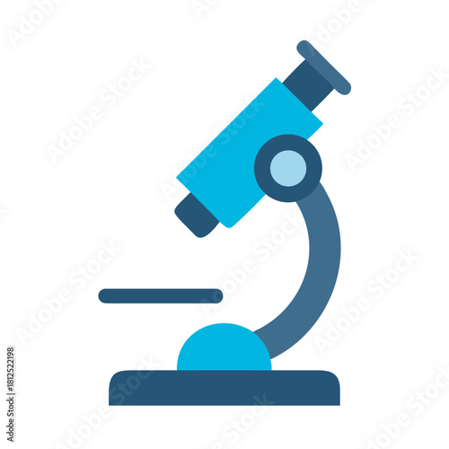 Stylized Microscope Illustration in Varied Blues Against a Black Background for Scientific Purposes