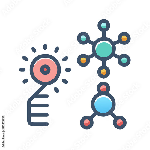 Abstract molecules on a black background create visual representation of networking and science