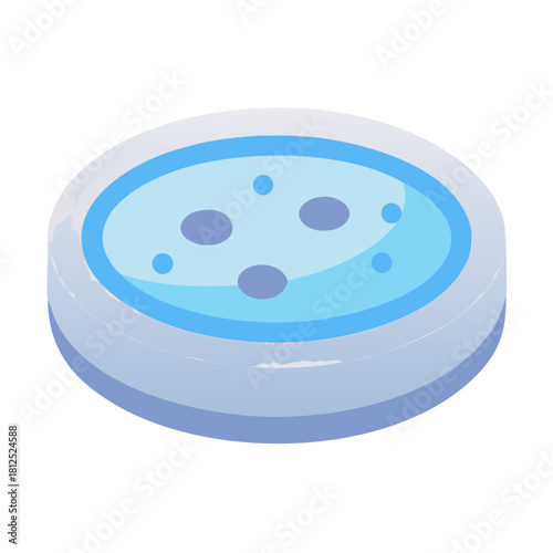 Isometric petri dish with microorganism colonies illustration for scientific research stock