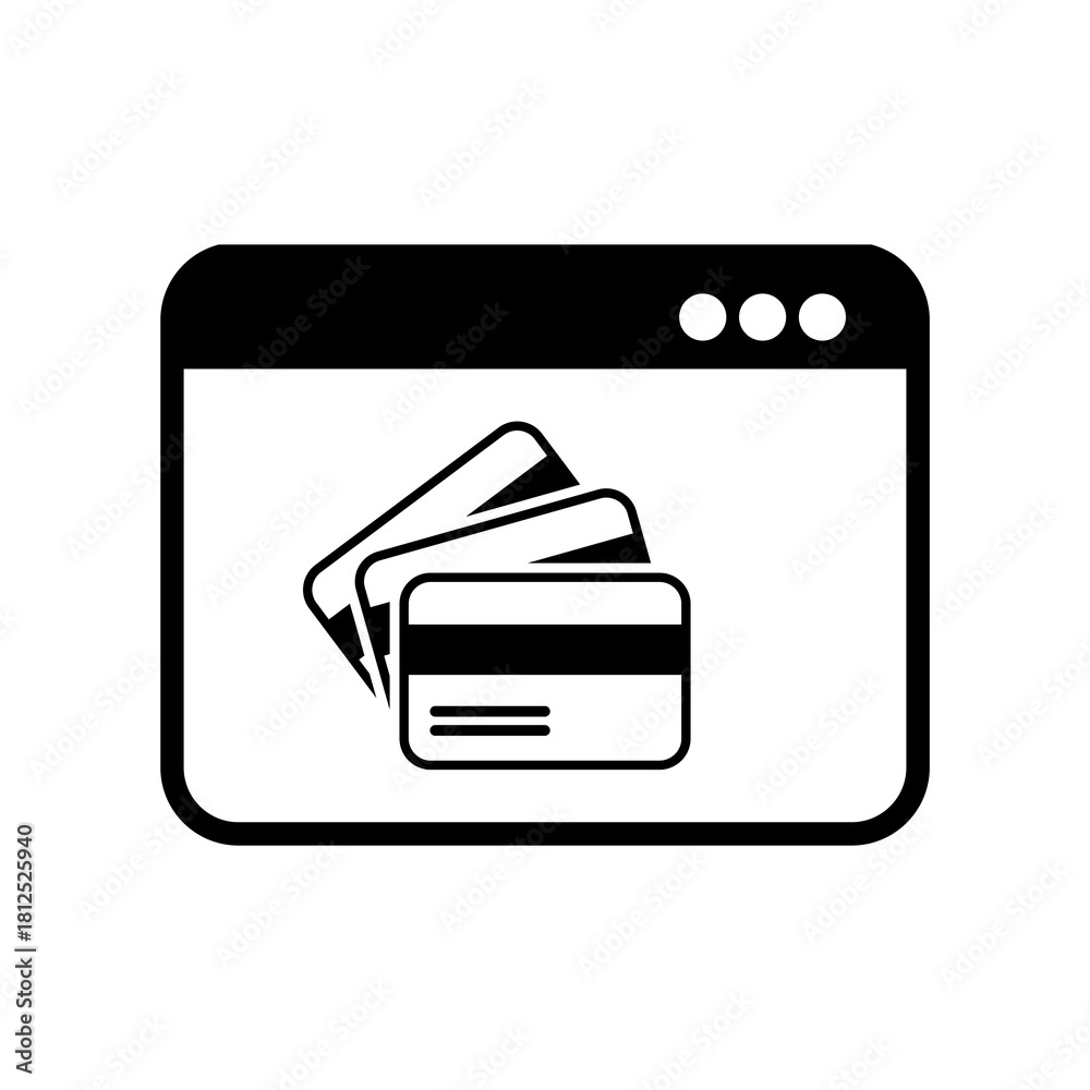 Fototapeta premium Online shop button - Credit card - Vector flat icon