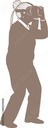 Active Senior Digital Literacy Silhouette - Elderly Person Using VR Headset & Tablet Black Vector Icon for Longevity