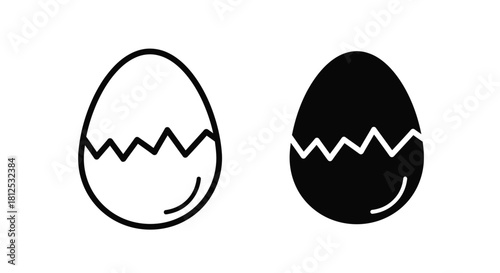 Two simple egg illustrations one outlined and one solid black shown side by side