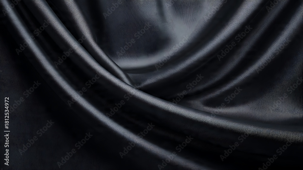 Fototapeta premium Dark luxurious fabric with textured folds and subtle sheen