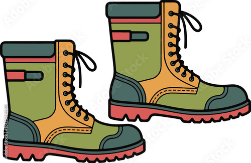 vector illustration of gardening boots on isolated background
